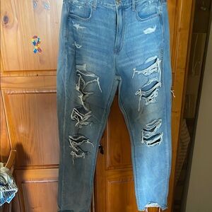 American Eagle Outfitters Blue Relaxed Distressed Jeans